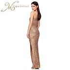 women long champagne sequin dress