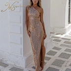 french long champagne sequin dress